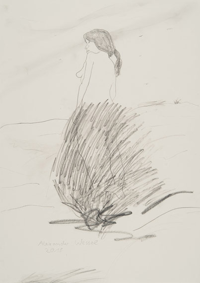 Akt Zeichnung von Alexander Wessel, Bleistift auf Papier